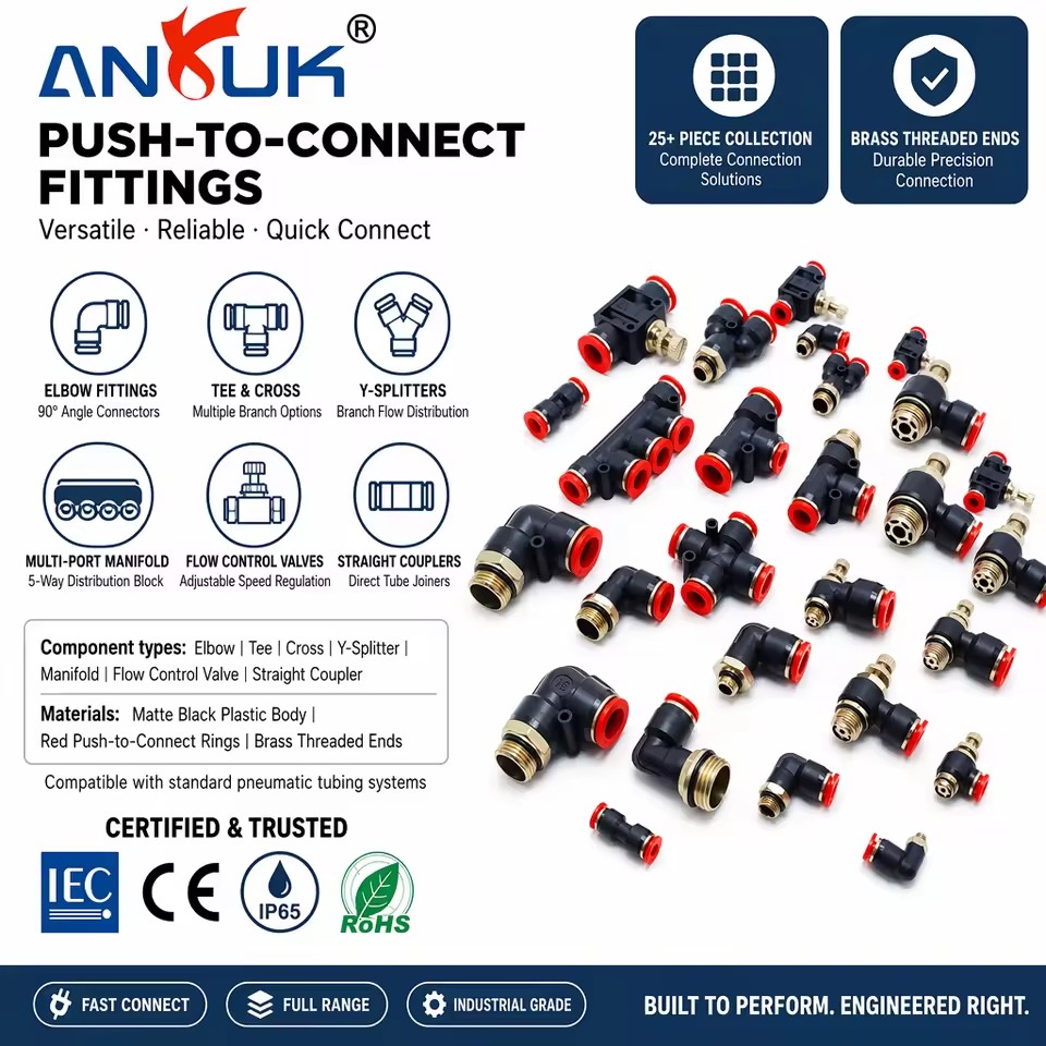 ANRUK Red Plastic Pneumatic Pipe Fitting for PU PE Tube 6mm to PT1 8 Quick Connect