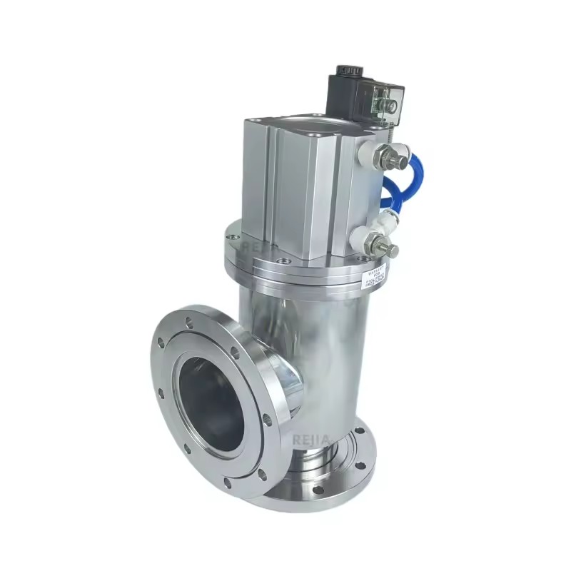 24V Stainless Steel KF CF ISO GU Flange Pneumatic Vacuum Angle Valve
