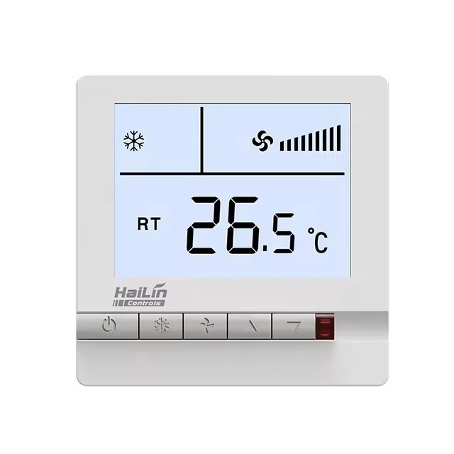 2 Pipe FCU Thermostat for Air Conditioning With On/Off Valve 3 Speed Fan 220V AC Flush Mounting