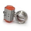 Stainless Steel Pneumatic Sanitary Butterfly Valve with Clamp 1/2"~3" Port Size PTFE Seat -20~180 Temperature Range