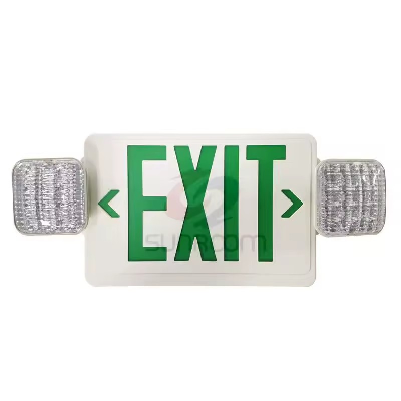 UL 924, OSHA LED Emergency Light Red Green EXIT UL Exit Sign with Side Emergency Light Combo