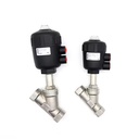 Plastic Flange High Clean Sanitary DN15 304 Stainless Steel Angle Seat Valve with Pneumatic Actuators High Temperature Base