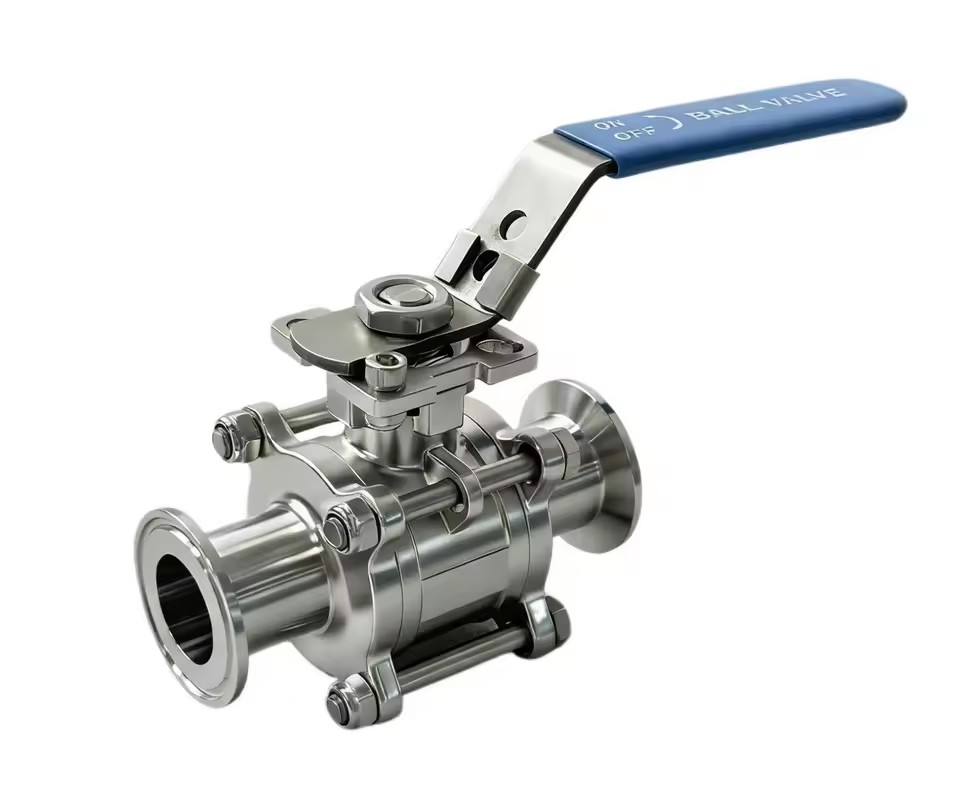 3PCS Manual Tri Clamp Ball Valve Set Stainless Steel Full Port Food Grade Gas OEM for General Use