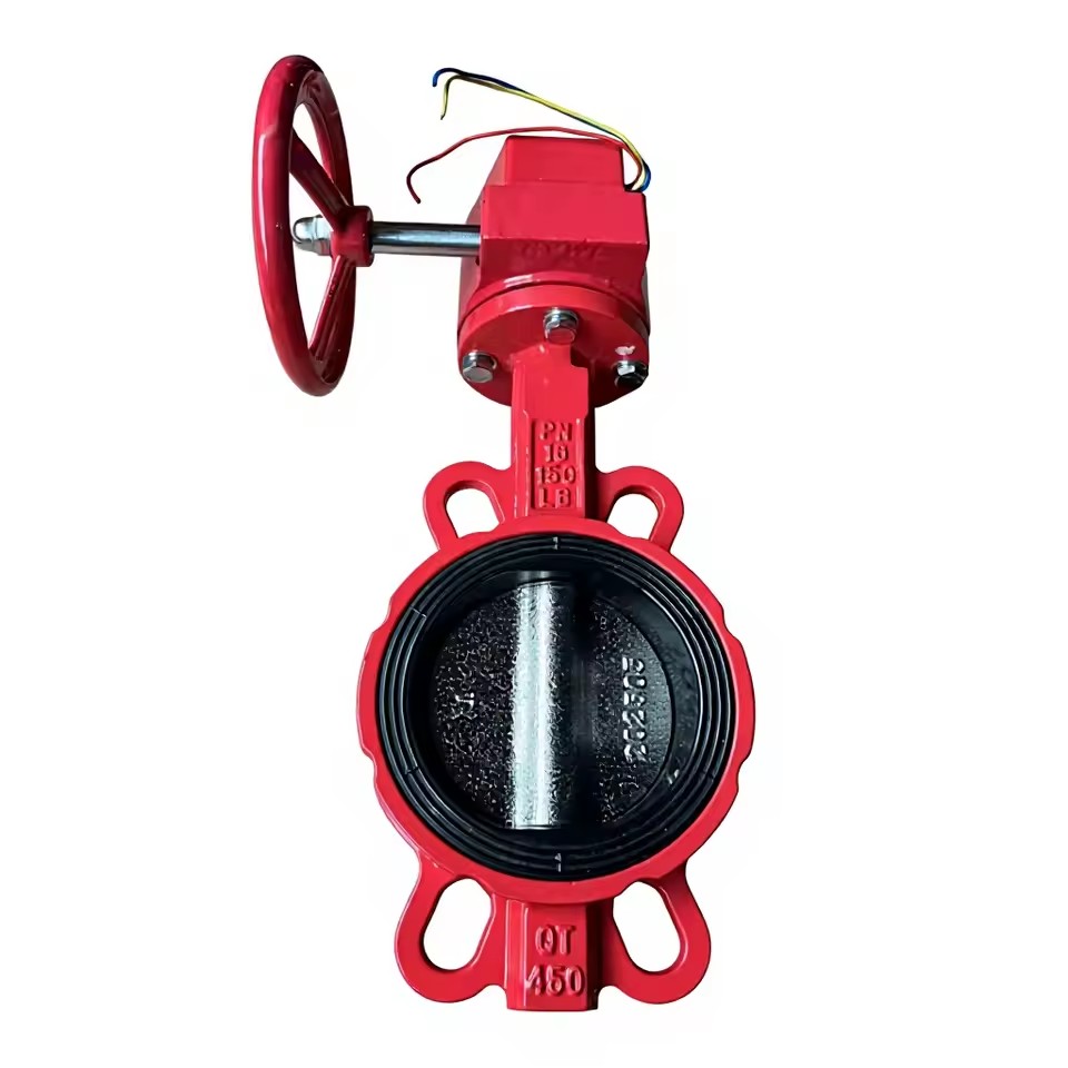 Wafer Signal Butterfly Valve Worm Gear SS304 Disc Supervisory Switch D371X-16Q PN16 DN50-DN300 for Fire Protection