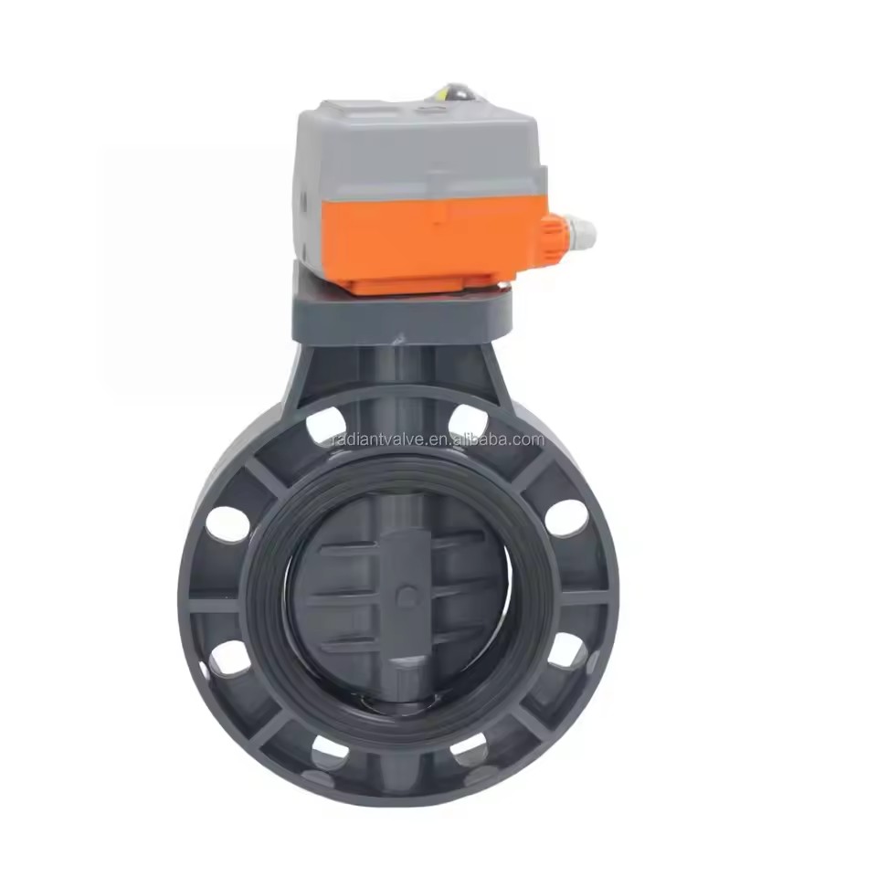 High Quality PVC Electric Plastic Butterfly Valve DN50-DN200 2-way Water Valve