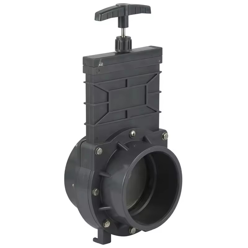Plastic UPVC Dark Gray Knife Sliding Gate Valve with DIN ANSI JIS Standard