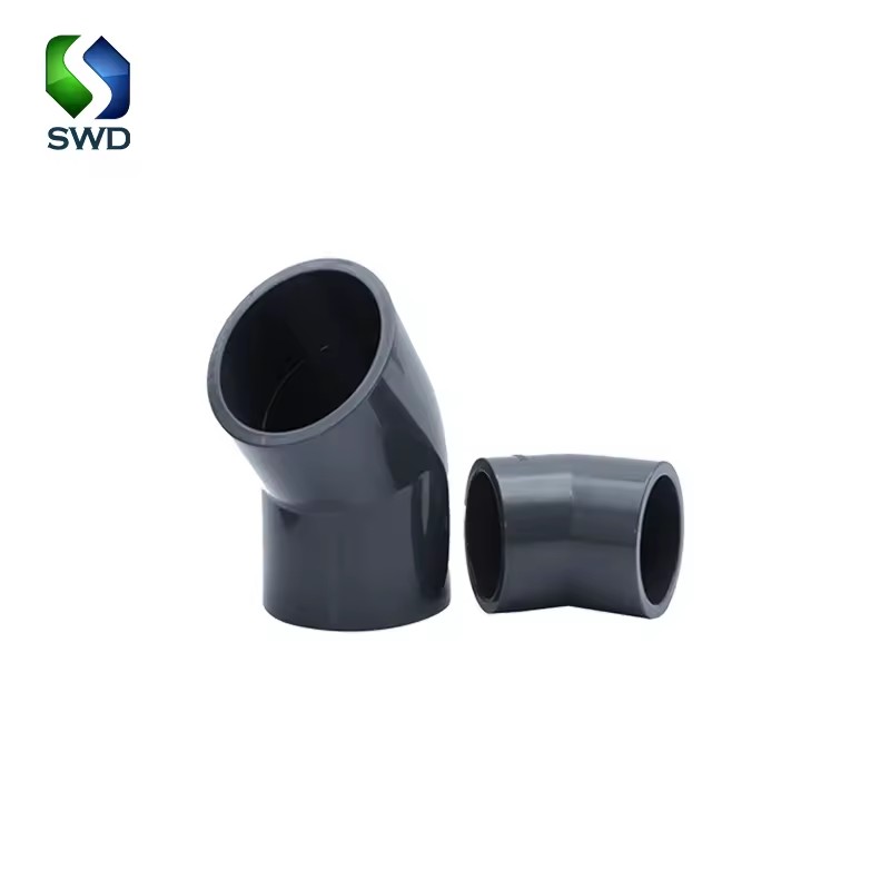 SWD Hot Selling PVC/UPVC Pipe Fitting 45° Elbow for Water Supply Pipe Fittings Dark Grey Pipe and Fittings Elbow DIN STANDARD