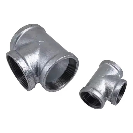 Factory Wholesale Price Malleable Cast Iron Tube Connector Tee Pipe Fittings Zinc Plated for Water Pipe System Customized