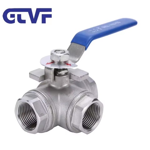 Three-way Ball Valve Stainless Steel Manual Handle for Water Media