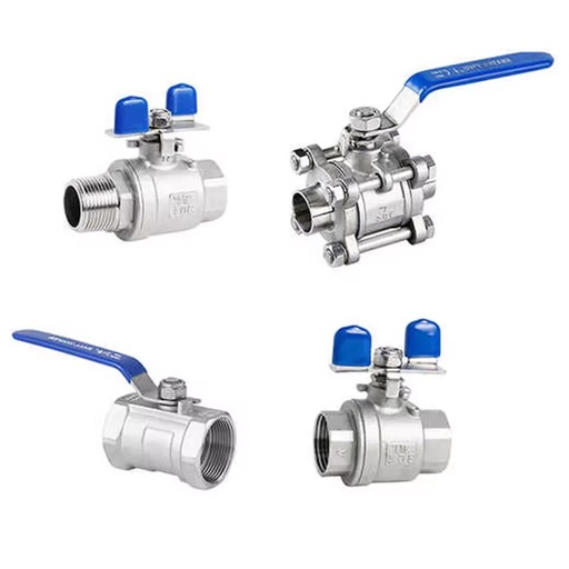 Stainless Steel 304 Sanitary Ball Valve 1PC BSP/NPT Threaded Ends Manual Control Water Media DN15-DN50 Silver Blue Normal