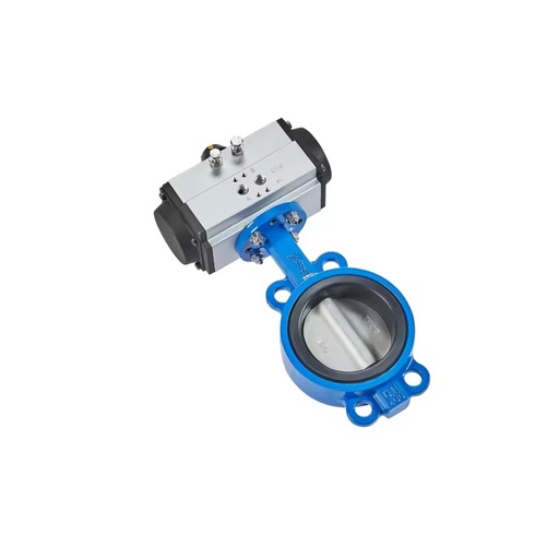 Double Flange Lug Type Pneumatic Butterfly Valve DN50-DN800 Port Size 1MPa Pressure 80C Temperature Pipe Fittings
