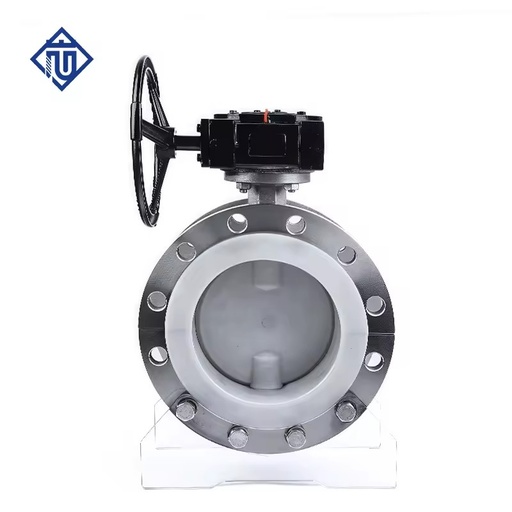 PTFE Lined Stainless Steel Flanged Worm Gear Butterfly Valve for Chemical Industry