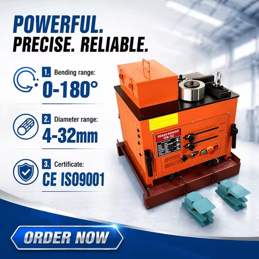Automatic Rebar Bending Machine for Steel Aluminum & Steel Bar 4-32mm Hydraulic Motor 3000W 110V/220V 1-Year Warranty