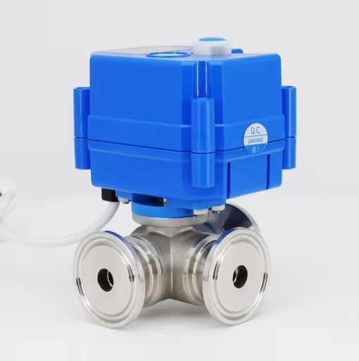 3 Way Electric Ball Valve with Electric Actuator Stainless Steel Ball Low Current CE Approved IP67 OEM DN15 DN20