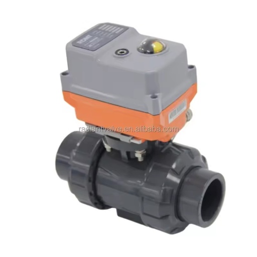 Electric Double Union Ball Valve DN32 PVC Water OEM