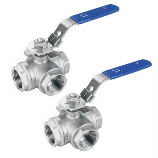 Stainless Steel Industrial Customize Flow Control High Efficiency Straight Manual Threaded 3-Way Ball Valve for Water