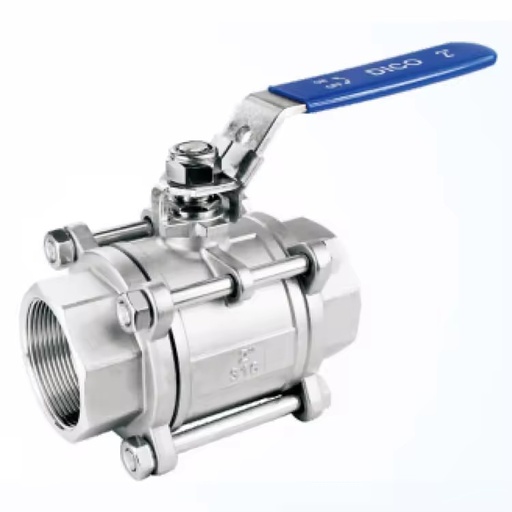 Industrial Female Thread 2 Inch Stainless Steel Three Pieces Ball Valve