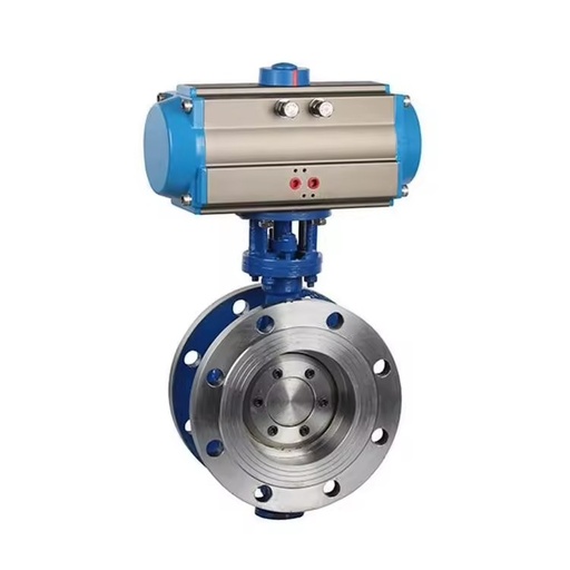 Metal Hard Seal Double Flange Wafer Connection 304 Stainless Steel Body Pneumatic Actuator Butterfly Valve FLD943H F-16 Normal
