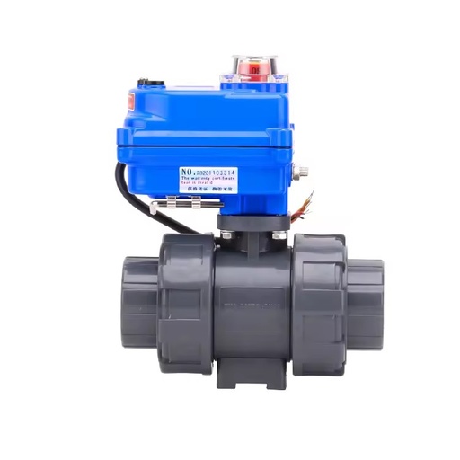220V/24V/AC/DC Electric Actuator Switch Double Union UPVC Plastic Ball Valve Water Valve Actuator-OEM Customizable