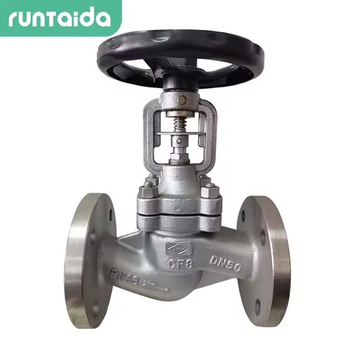 DN50 PN16 Stainless Steel German Standard Corrugated Pipe High-temperature Steam Heat Transfer Oil Flange Globe Valve