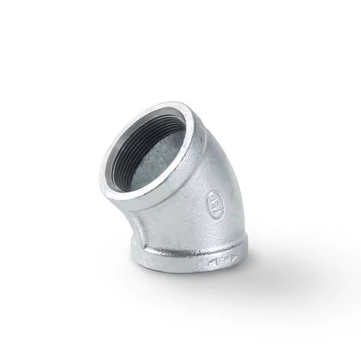 Galvanized Malleable Iron Elbow 45 Degree Banded Threaded High Pressure Class 3000 Pipe Fitting TSP Brand SNI 0139 JIS