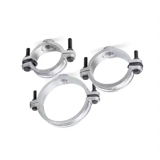 Zinc Plated Steel Double Pipe Clamp Round NPT Threaded 0.25 Mounting Hole TSP Brand 20mm ID for Heavy Industry General Industry