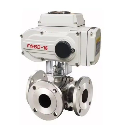 Electric 3-Way UPVC Ball Valve Flange AC 220V Motorized 304 Stem PN10/PN16KG on off Type for Water