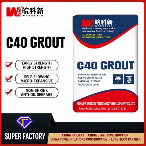 Superior C40 High Strength Water Resistant Cementitious Grout Factory Price Non-shrink Precision Grouting Material Rebar