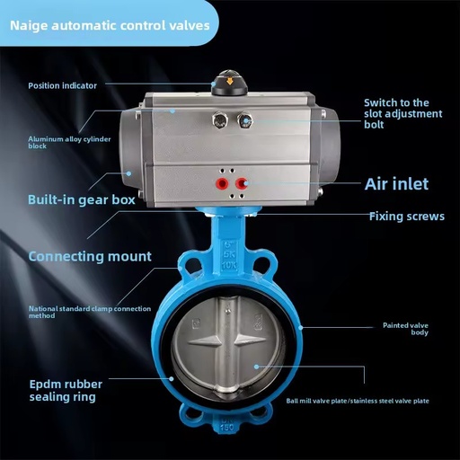 Pneumatic Butterfly Valve D671X-16Q Double Flange at Cylinder Quick Cut-off Water System Control DN50 100 Mainland