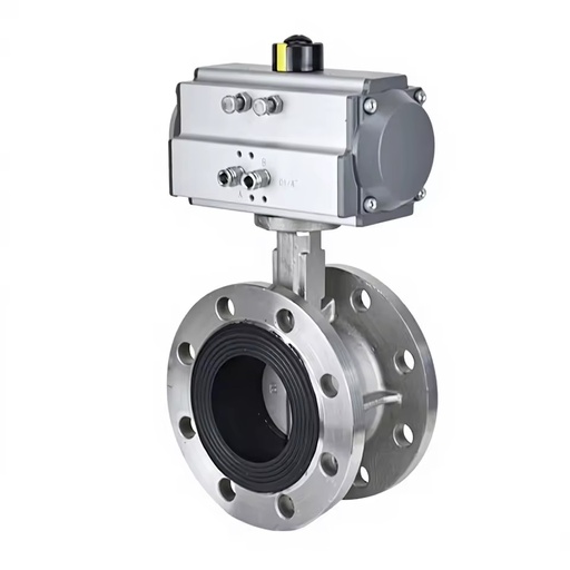 304 Stainless Steel Pneumatic Flange Butterfly Valve D641X-16P Soft Seal Rubber Switch Valve Mainland