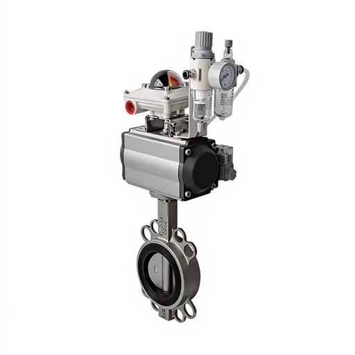 Joint test Stainless Steel Pneumatic Double Flange DN100 butterfly Valve 304 Material Customizable