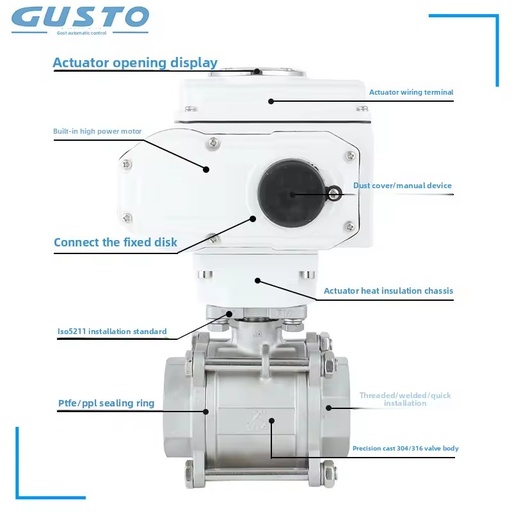 Q911F-16P Electric Ball Valve Stainless Steel Three-Piece Threaded Water 120 High Temperature Explosion-Proof Regulation