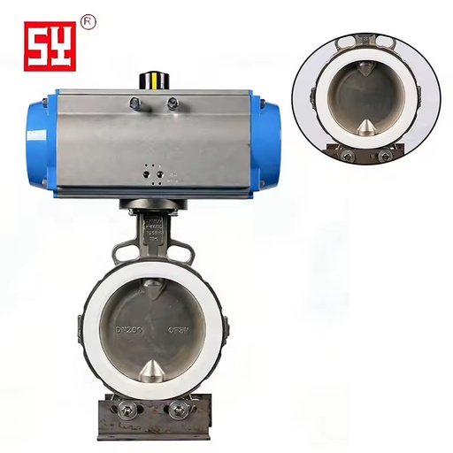Suyi SY700M Pneumatic Motorized Butterfly Valve Quick Installation Clamp Type Rubber Lined for Chemical Industry -20~500C