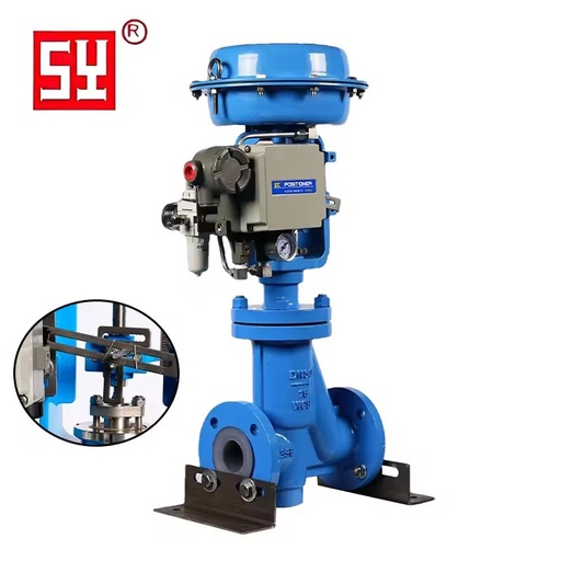 Suyi OEM Pneumatic/Electric Regulating Through-Type Fluorine Lined Control Valve for Chemical Industry/Petroleum Operating Temp.