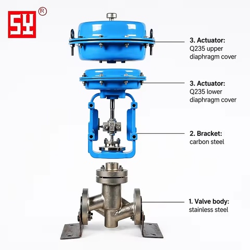 Suyi Pneumatic Fluorine Lined Pressure Reducing Diaphragm Control Valve Through-Type PN10/16 OEM Acid Media Chemical Industry
