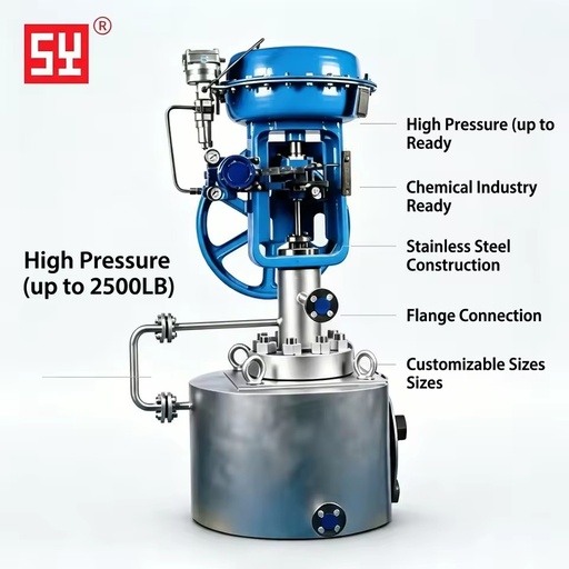 Suyi SY500AVJ Pneumatic Insulated High Pressure Angle Valves A182/350 Flange Connection 2500LB Max Pressure 540F Max Temp