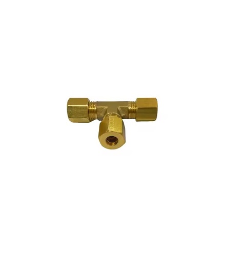 1/ 4inch Brass Tee Pipe Three-Way Connector Split Brass Tee Connector Copper-Free Compression Tee Adapter