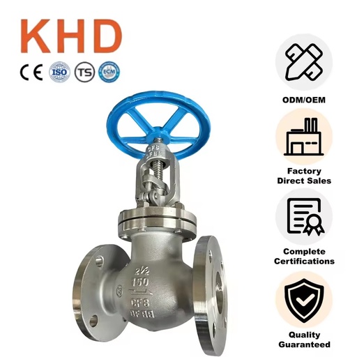 KHD American Standard DN65 Manual Flange Globe Valve 304 Stainless Steel 150LBP Shutoff Globe Valve