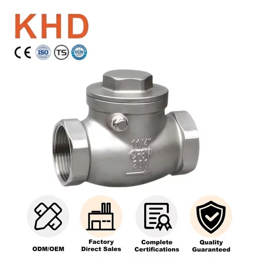 KHD 200WOG Stainless Steel Swing Disc Thread End Check Valve H14w-16p Manual Power Check Valve for Oil Media