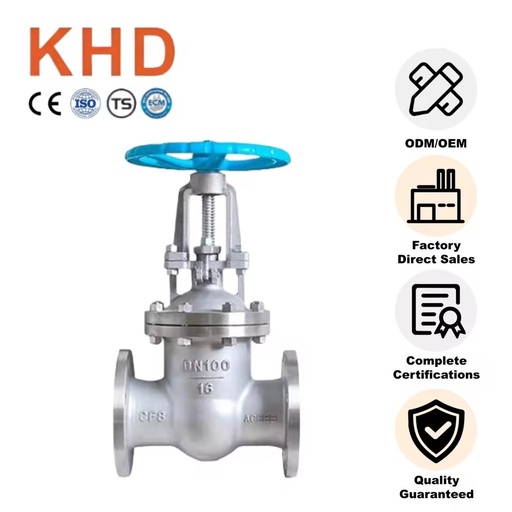 KHD GB Pn16 Manual Stainless Steel Flanged Gate Valve Oil Industrial Applications Flanged Disk Plates Type Gate Valve