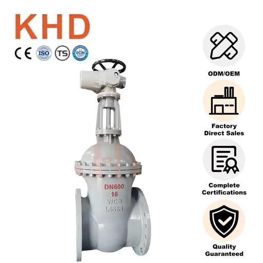PN16 WCB Electric Gate Valve DN600 Carbon Steel Flange Connection Electric Gate Valve for Water Gas Oil Base Media WCB Valve