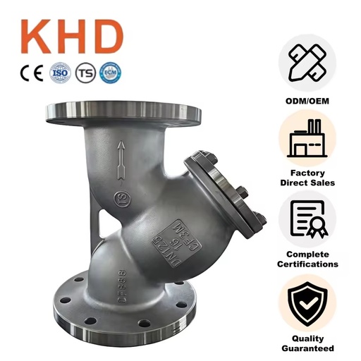 KHD DN125 316L Stainless Steel Flange Filter Carbon Steel ANSI 150lb WCB CF8 Cast Steel Flange Industrial Pipe Y Type Strainer