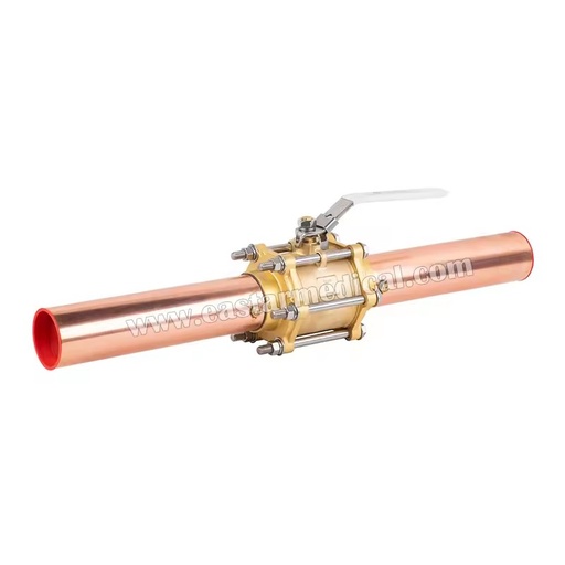 Customized 3PCS Medical Gas Pipeline Equipment Medical Isolation Valve Ball Valve With Dual Ports & Locking Handle