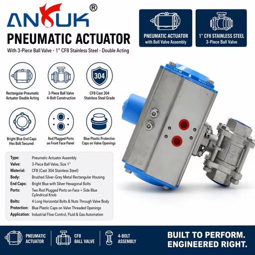 AT Series Pneumatic Rotary Actuator DA63 SR75 Valve Control Component for Food Beverage and Water Treatment Industry