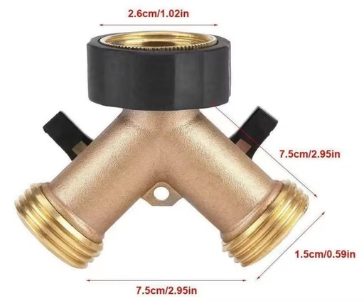 2-Way Hose Distributor Garden Irrigation Distributor Brass Connector Converter Garden Water Pipe Diverter Y Type