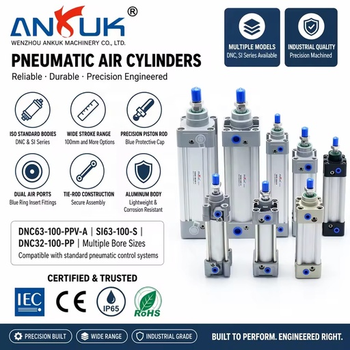 SC Series Air Cylinder SC63x150 SC80x125 SC100x100 SI32x50 Standard Type for Packaging Machinery and Cutting Equipment