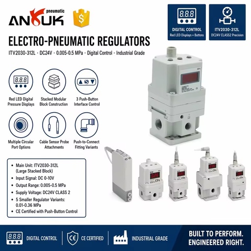 ANRUK 24V Electro-Pneumatic Regulator ITV1030-312N ITV2030-31F ITV2090-212L for Pneumatic Lines