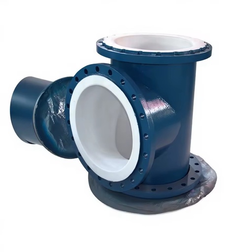 Flanged PTFE Lined Steel Reducing Tee Smooth Bore Pipe Fitting for Corrosive Media