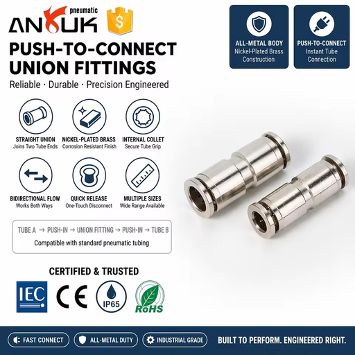 Hose Straight Push in Fitting Pneumatic Push to Connect Air Quick Fittings High-Pressure Pneumatic Connector