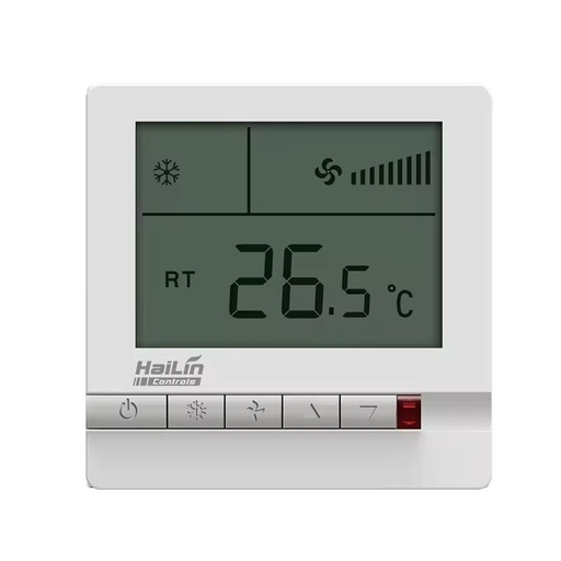 2 Pipe FCU Digital HVAC Thermostat With On/Off Valve 3 Speed Fan 220v Flush Mounting